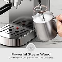 Vista 4 de Máquina de café expreso de 20 bares, cafetera compacta con espumador de leche para café con leche y capuchino, limpieza automática/tanque extraíble