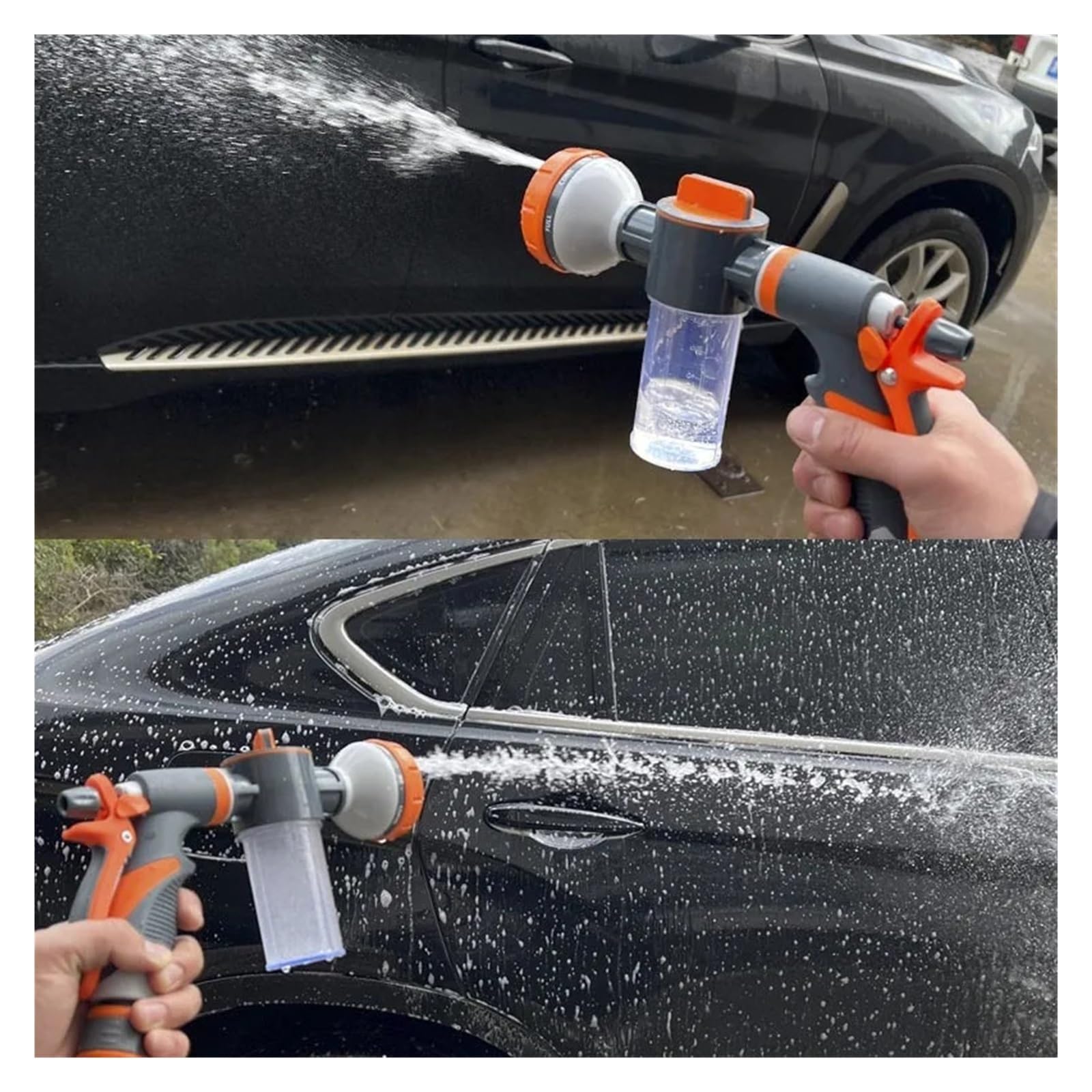 Pistolet d'arrosage avec embout multi-jets, 8 modèles de pulvérisation Lance à mousse jardin voiture eau buse haute pression Pot(Water 1 Set)