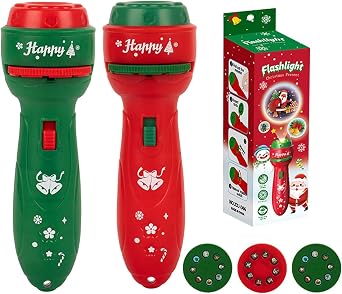 Christmas Flashlights for Kids,Cartoon Kids Projector Flashlight,24 Patterns Handheld Flashlight Projector,Christmas Slide Torch Toy for Stocking Stuffer