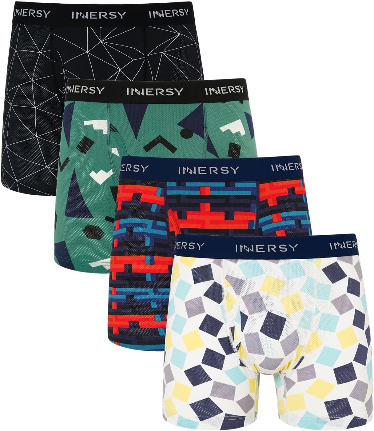 INNERSY Men's Breathable Mesh Boxer Briefs Cooling Moisture Wicking Underwear 4-Pack