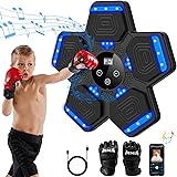 2025 Music Boxing Machine for Adults and Kids, Smart Bluetooth Boxing Training Equipment with Gloves Wall Mounted, Workout Punching Machine for Home,Office and Gym
