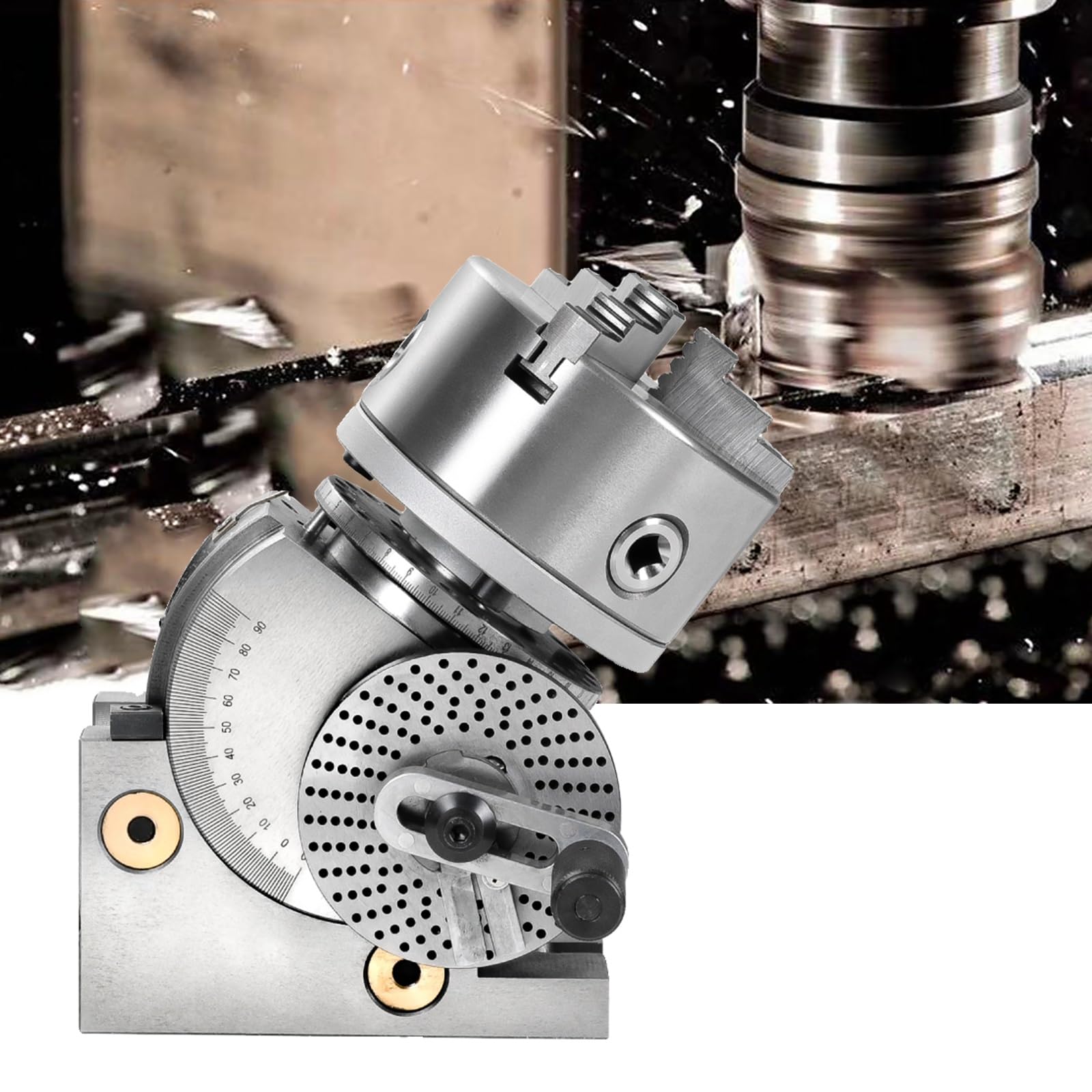 PurezmMoto Dividing Head Set,3-jaw Chuck Semi Universal Milling Set With Chuck+Tailstock+Dividing Plates For Milling Grinding Drilling Machine
