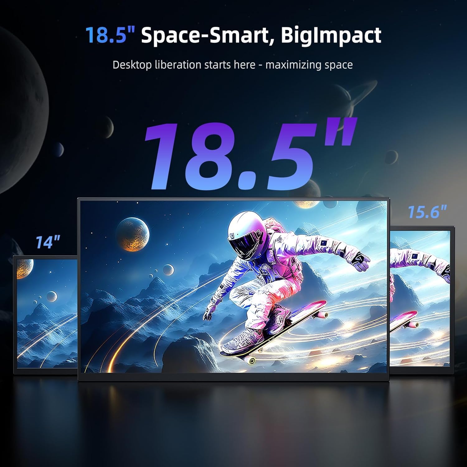 EVICIV Monitor Portatile 18,5 Pollici 120Hz Grande Portable Monitor 1080P 125% sRGB 2000:1 FHD IPS con Supporto/VESA/Mini HDMI/USB-C Schermo da Gioco Eye-Care per Laptop/PC/Cellulare/Game Consoles