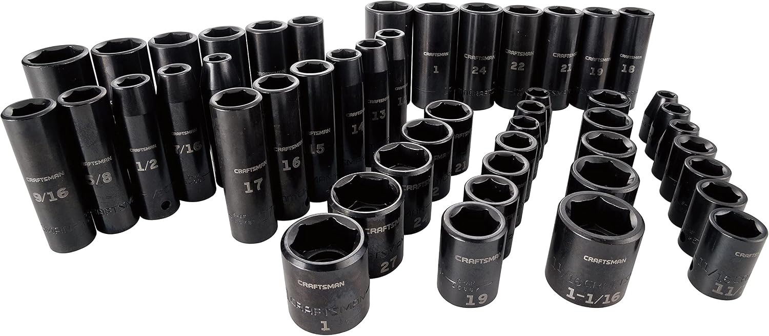CRAFTSMAN Deep Impact Socket Set, SAE, 1/2-Inch, 48-Piece (CMMT16548)