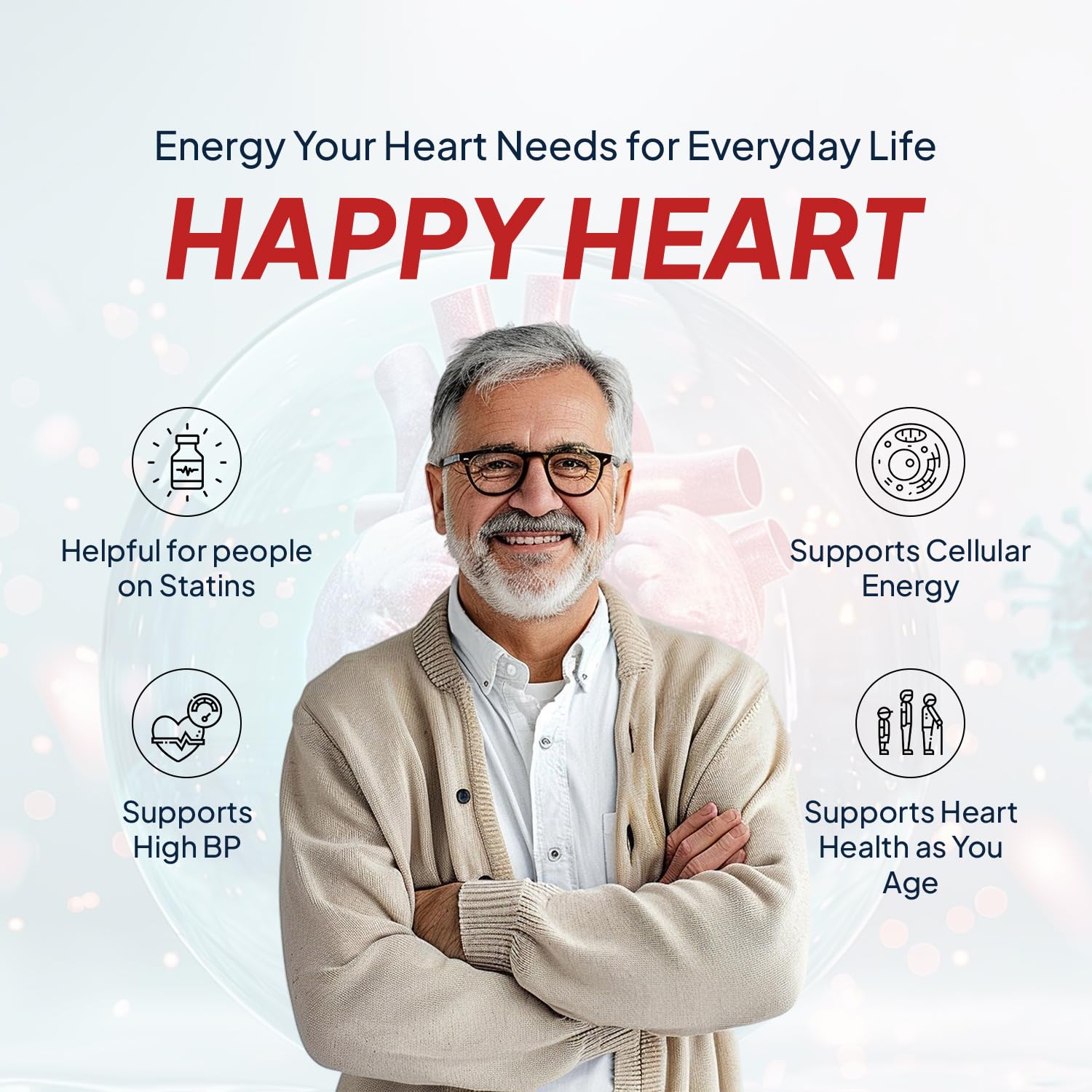 Miduty Happy Heart - Liposomal High Absorption CoQ10-300 mg With Methyl Folate, D-Chiro-Inositol, Magnesium | Helps in Blood Pressure Control & Heart Health Supplement - 30 Capsules 1