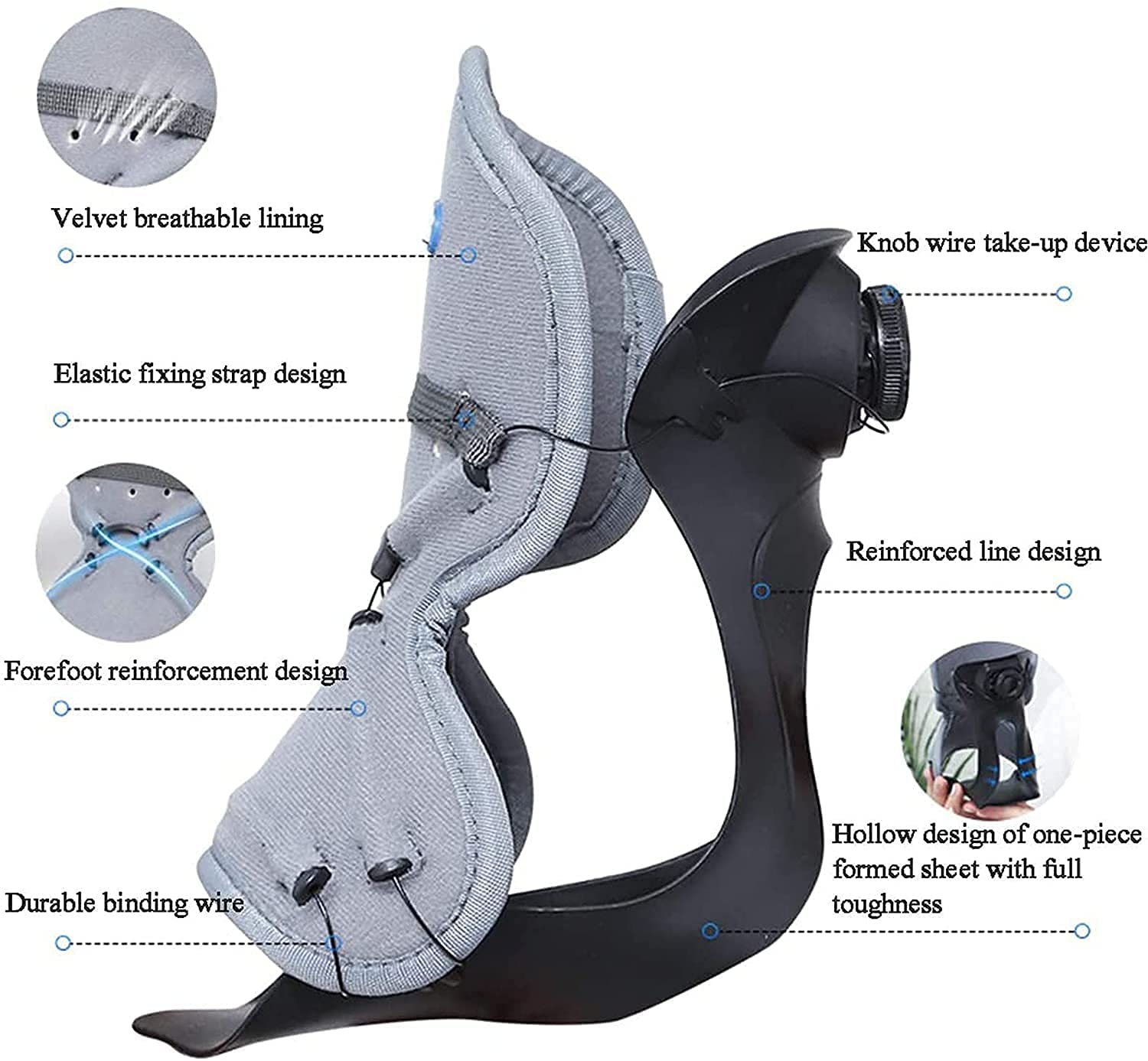 Soporte para la espinilla Bota ortopédica para fracturas de pie Roto para esguinces Férula Nocturna Ortesis para pie caído Tobillera (Derecha-L/Grande)