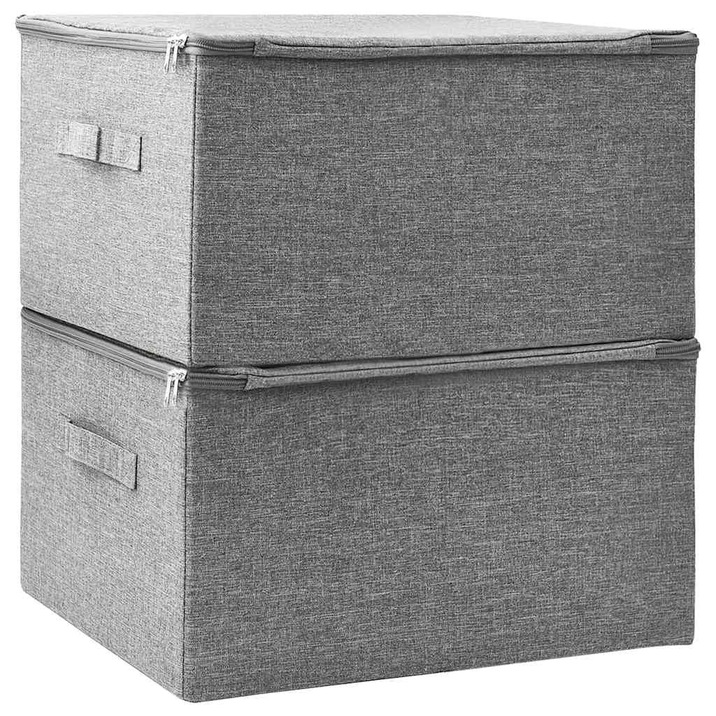 Faltbare Aufbewahrungsboxen 2er Set Stoff Grau 43 x 34 x 23 cm mit Griff für Schrank Regal Schublade Wohnzimmer Schlafzimmer Büro, platzsparend für Ordnung im Alltag