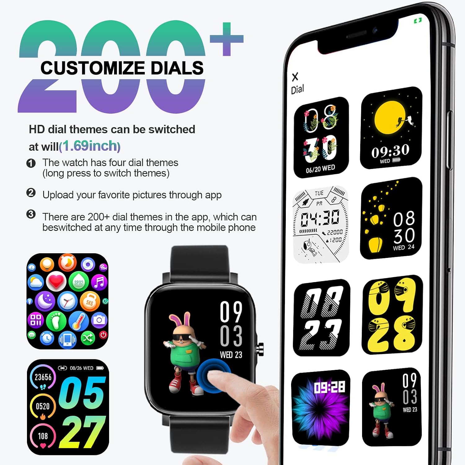 Lrecat smartwatch with various customizable watch faces