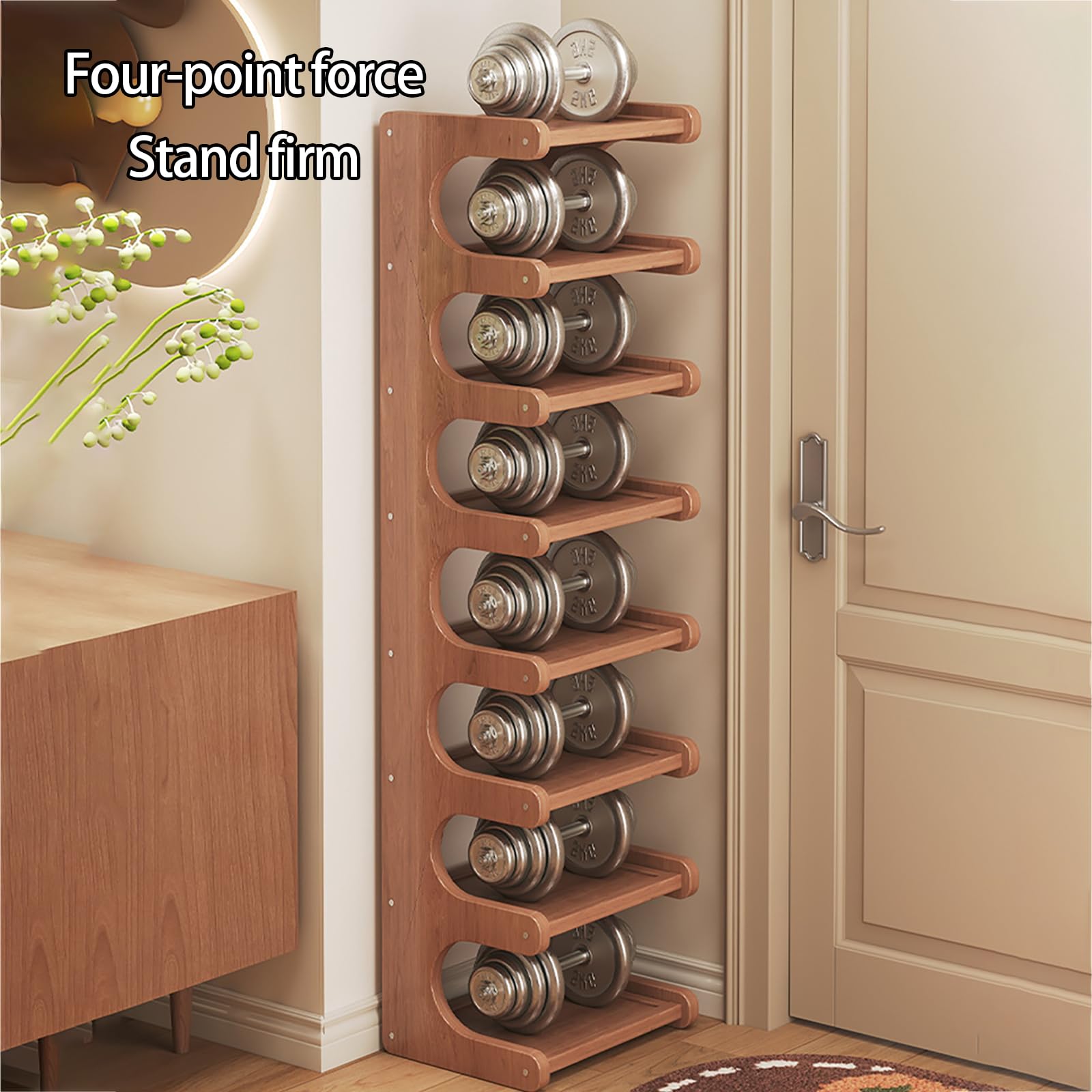 Scarpiera sottile in bambù a 8 ripiani, pieghevole, autoportante, salvaspazio, per corridoio, camera da letto, ingresso, angolo piccolo, design multifunzione