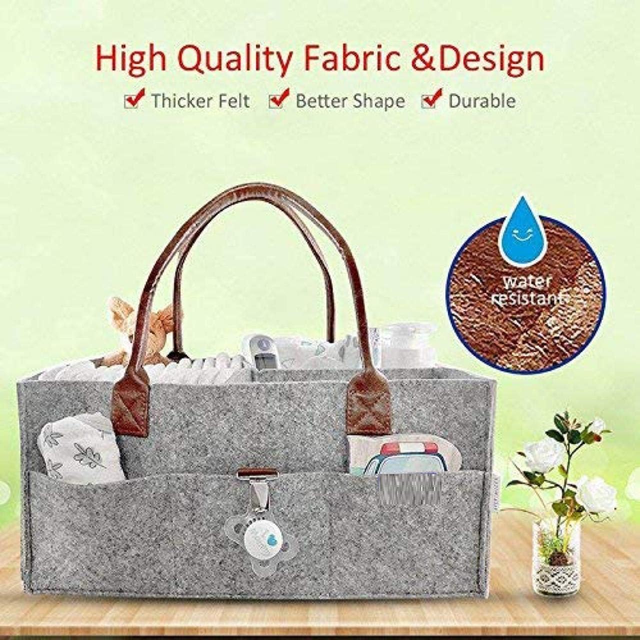 Flygon Light Grey Felt Baby Diaper Stackers Nursery Storage Bin Car Organizer 2
