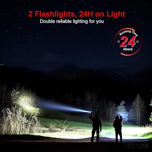 Miniatura 6 de Linterna 20000 Lúmenes Altos Recargable - Paquete de 2 Luz LED Flash Súper Brillante de 30W  24H de Larga Duración y Haz de 5000ft USB C Linterna de