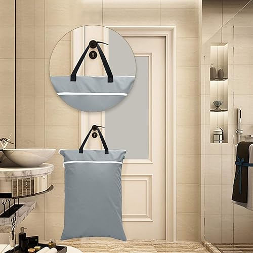 Miniatura 29 de Teamoy Organizador de viaje para colgar en seco y húmedo (24.7 x 18 pulgadas) con dos compartimentos para pañales de tela, lavandería, trajes de