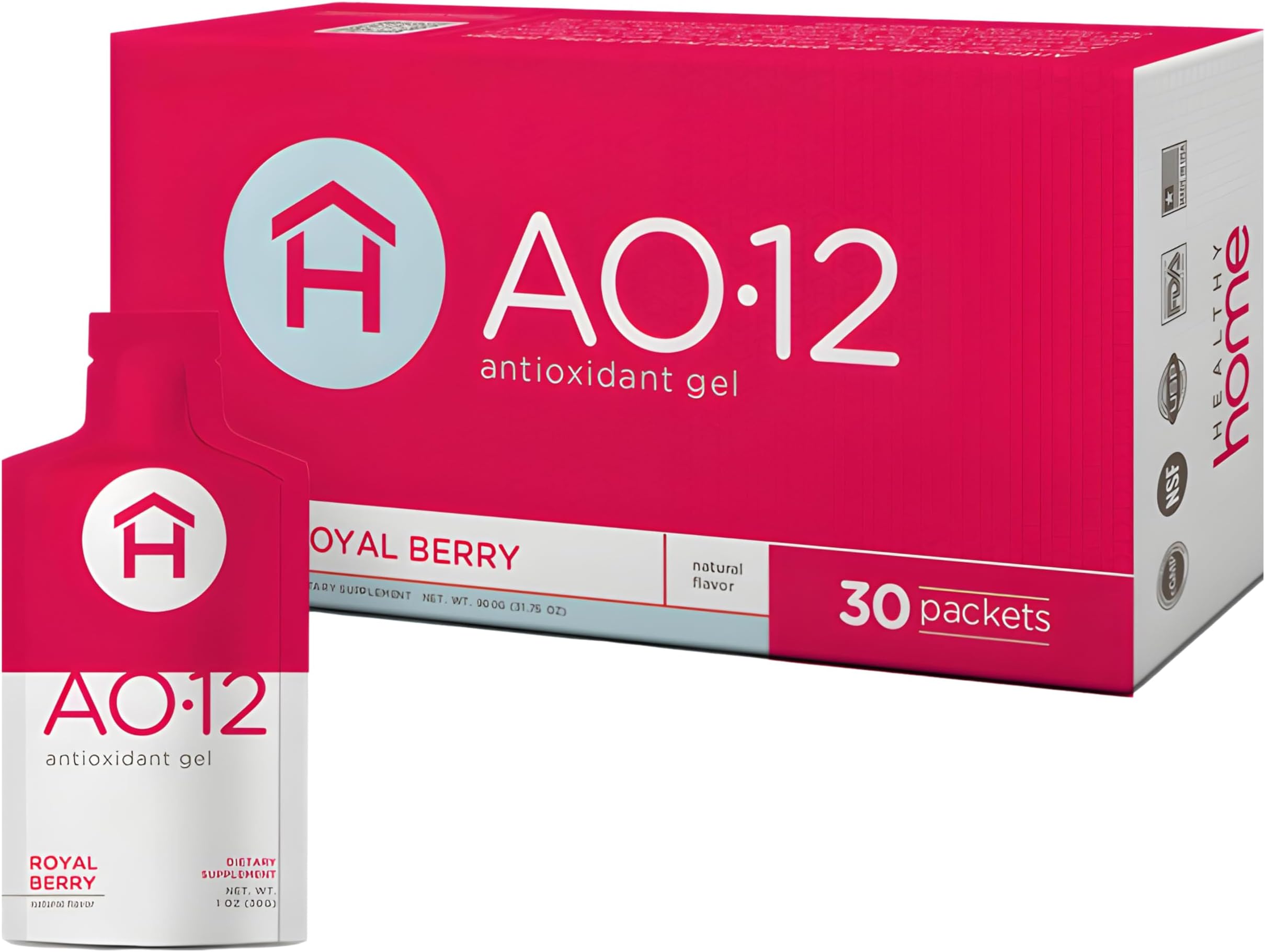 HEALTHY home AO12 Antioxidant Gel | 30 Packets | Royal Berry Flavor | 12 Antioxidants with Resveratrol, Glutathione & Green Tea | Convenient Daily Use Format
