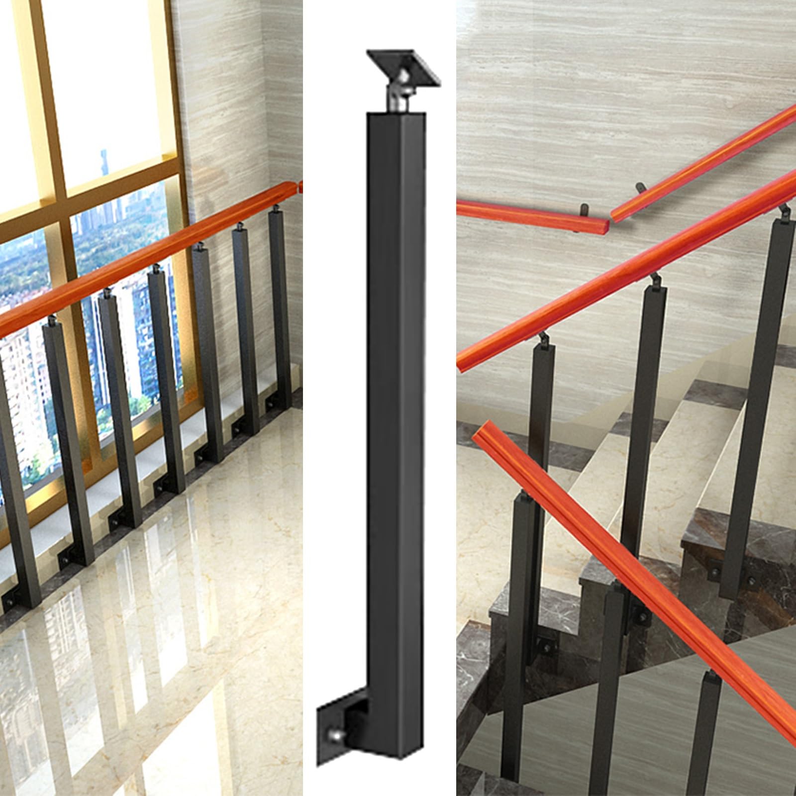 Adjuble Loft Balustrada słupkowa stalowa balustrada na taras, balkon, ogród, biuro, wysokość 120 cm, idealna dla bezpieczeństwa i spokoju