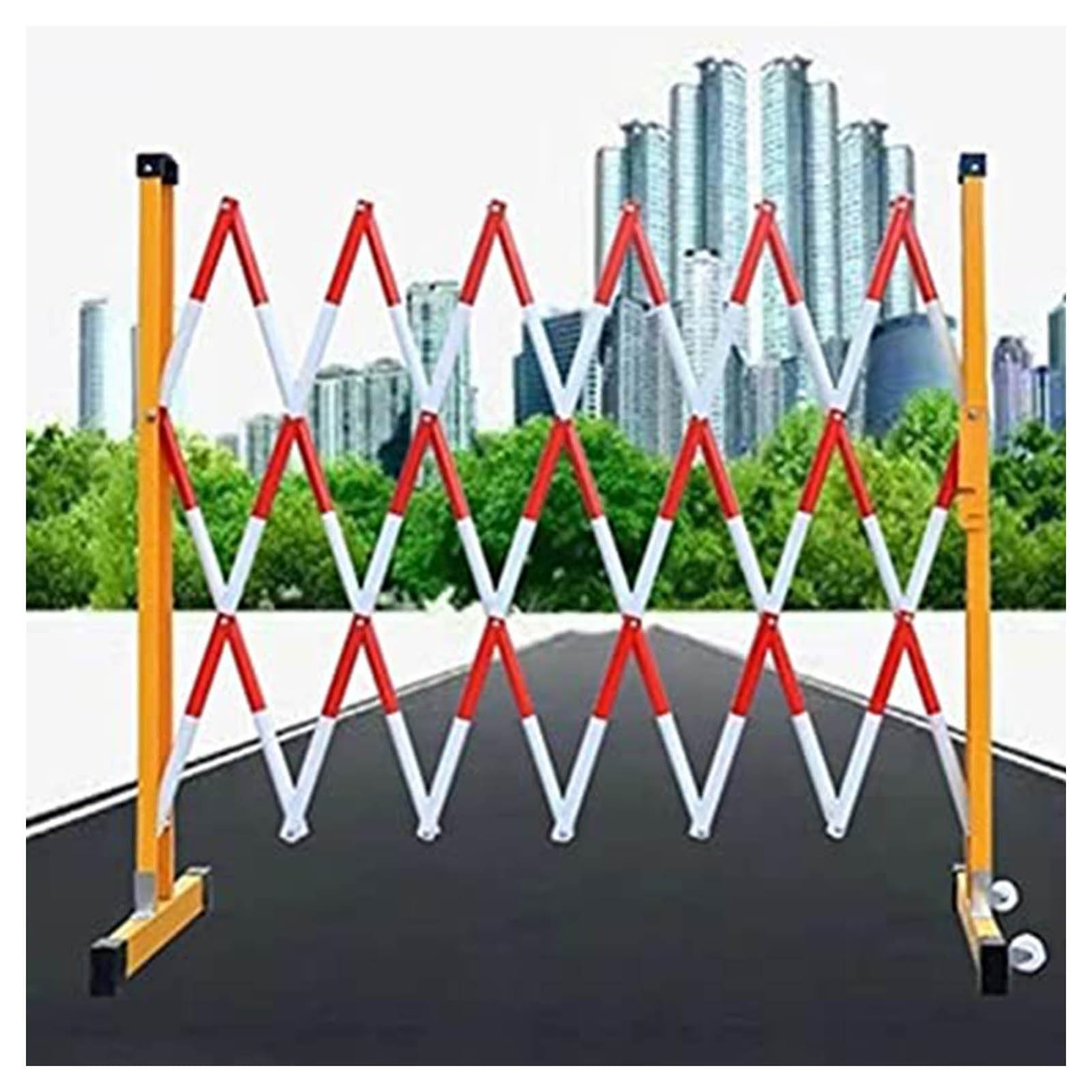 WQPMNYG Security Barrier,Telescopic Safety Fence, Portable Road Barrier, Movable Construction Guardrail, Outdoor Isolation Divider for Warehouse & Parking Lots (11.4ft / 350cm)