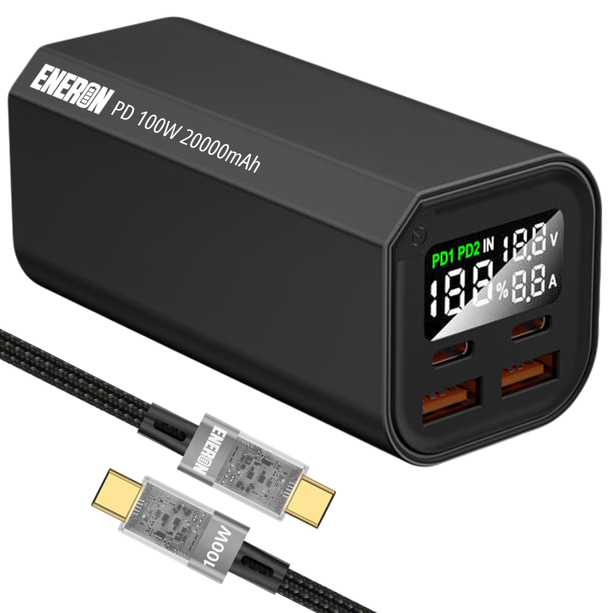 caricatore rapido 20000 mAh 2 batterie usb-a 100 w