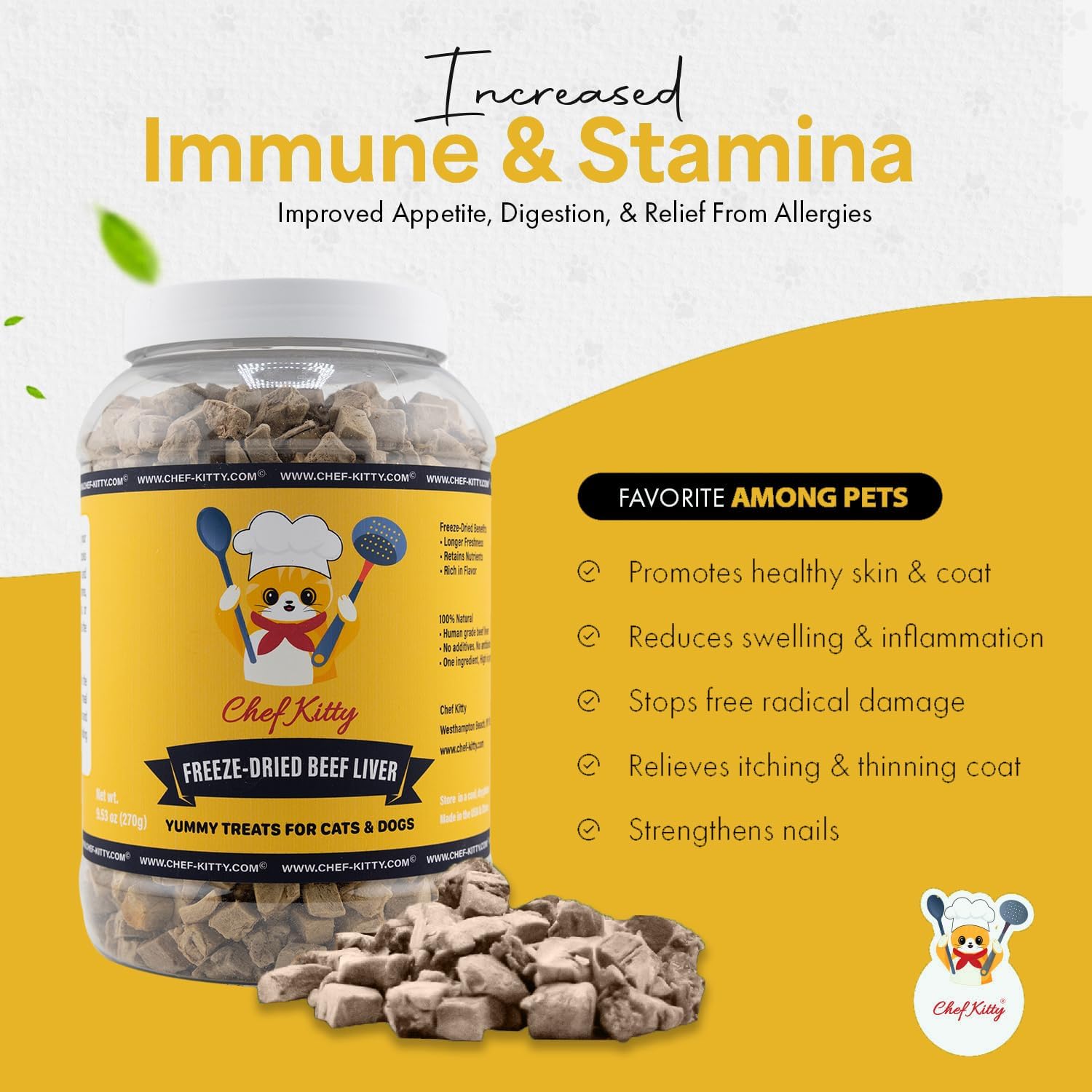 Freeze Dried Beef Liver Dog Treats | Healthy Kitten Treats, Single Ingredient, Raw | High Protein Cat & Dog Food Toppers, Grain-Free | Inspected & Tested in USA | 9.5 oz