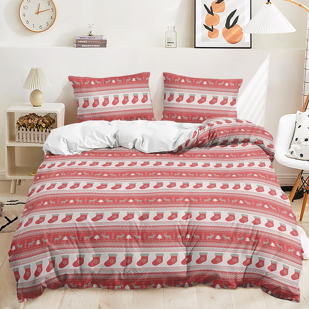 Housse de couette 240x260 rose avec taies d'oreiller microfibre imprimée