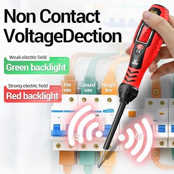 Multimeter with Voltage Tester Screwdriver Measures Non Contact Voltage Detector,Current,Resistance,Continuity,Diodes,Dual Range AC 11V/30V-1000V,Live/Null Wire Electric Tester with LCD Display(Red)