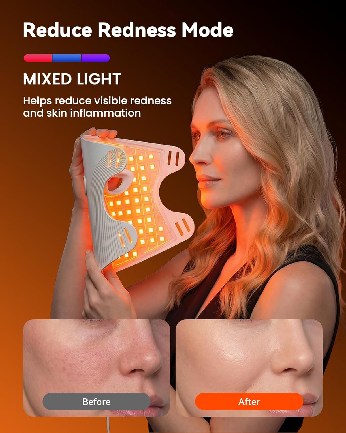 Red Light Therapy for Face Mask, Blue Light Therapy for Acne, Gifts for Women, Wrinkle Care LED Face Mask, 432 LED with Full Face Coverage & 3 Light Modes, Travel Bag for Home Use & Travel