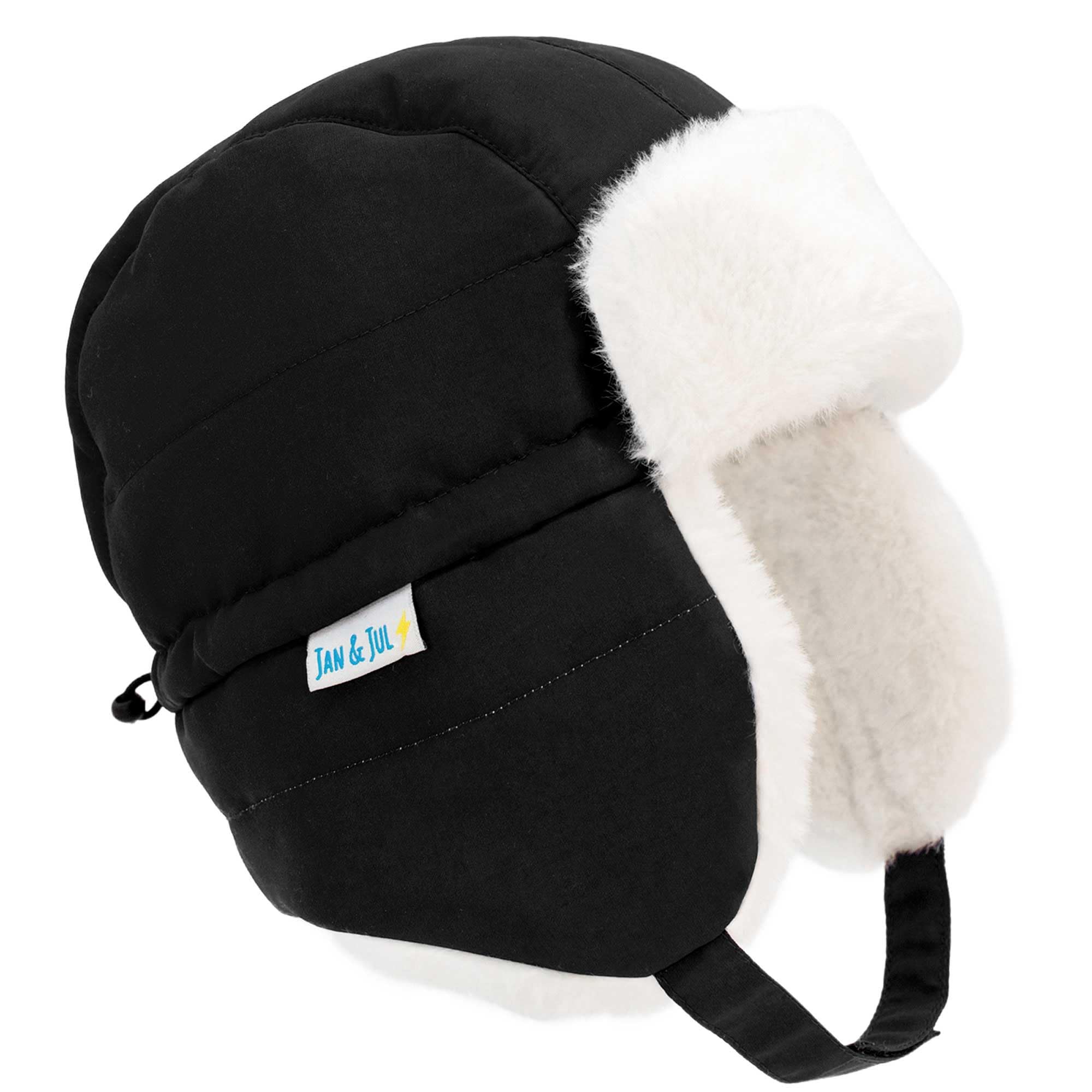JAN & JUL Toasty-Dry Windproof Trapper Winter Hat for Kids (XL: 5-12Y, Black)