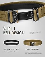 Vista 2 de FAIRWIN Tactical Balttle Belt, 2" Molle Rigger War Combat Belt with Quick Release Buckle Law Enforcement Duty Belts for Men Marrón