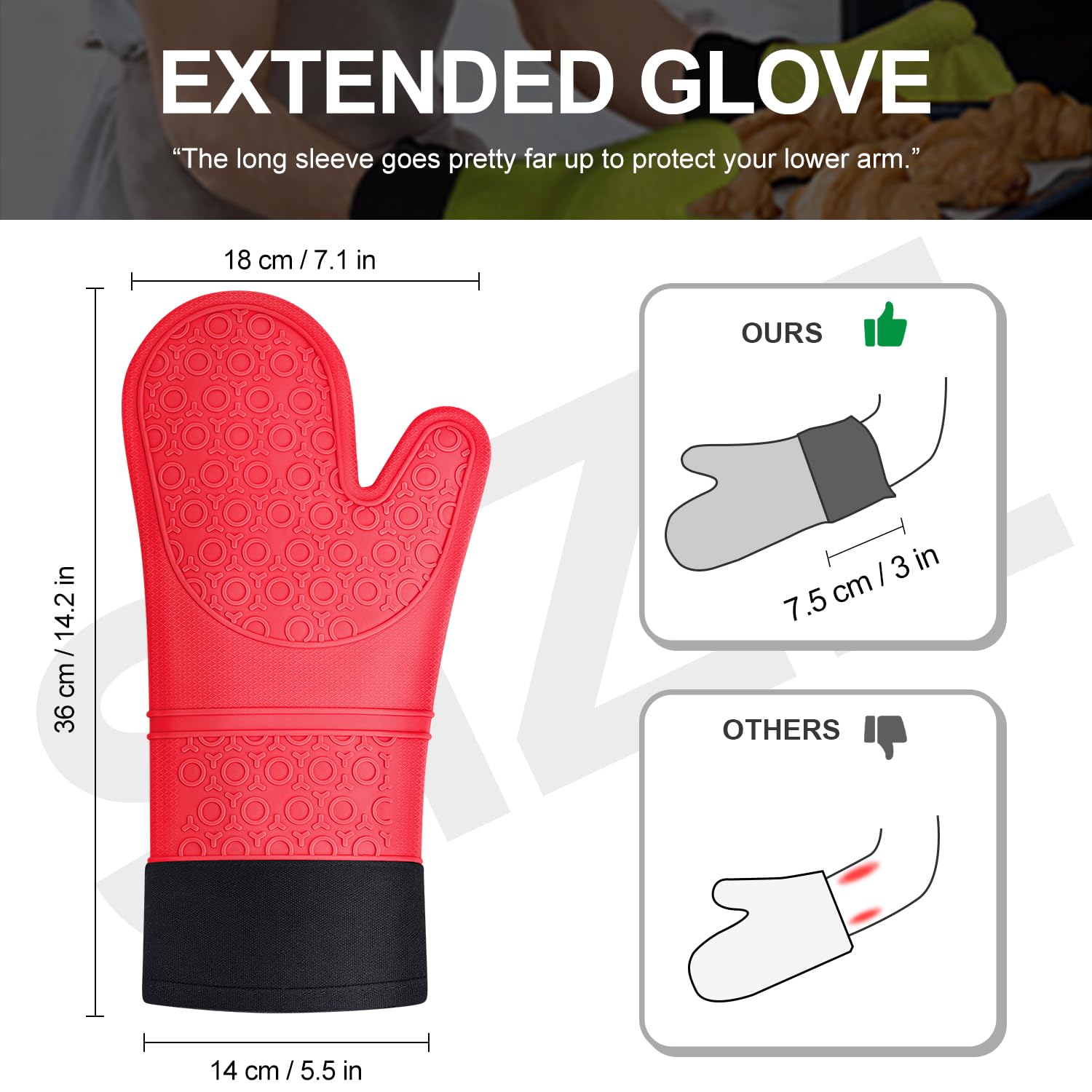 Leuke Uil Hitte- en Slipbestendige Ovenwanten Set, Lange