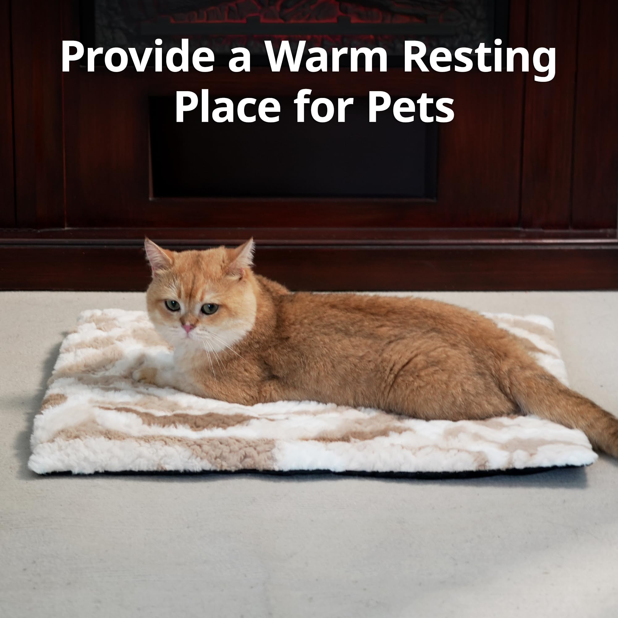 Tapis Chauffant Chat Chien, Coussin Auto-Chauffant Chat, Tapis Chauffant Auto-Chauffant Couverture Thermique, 60 × 45cm, Marron