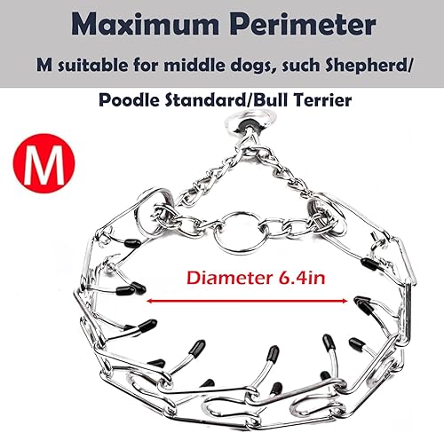 Miniatura 2 de Collar de punta para perros, entrenamiento de caminar con hebilla de liberación rápida, collar ajustable con tapas de goma, no tirones, M (cuello 15