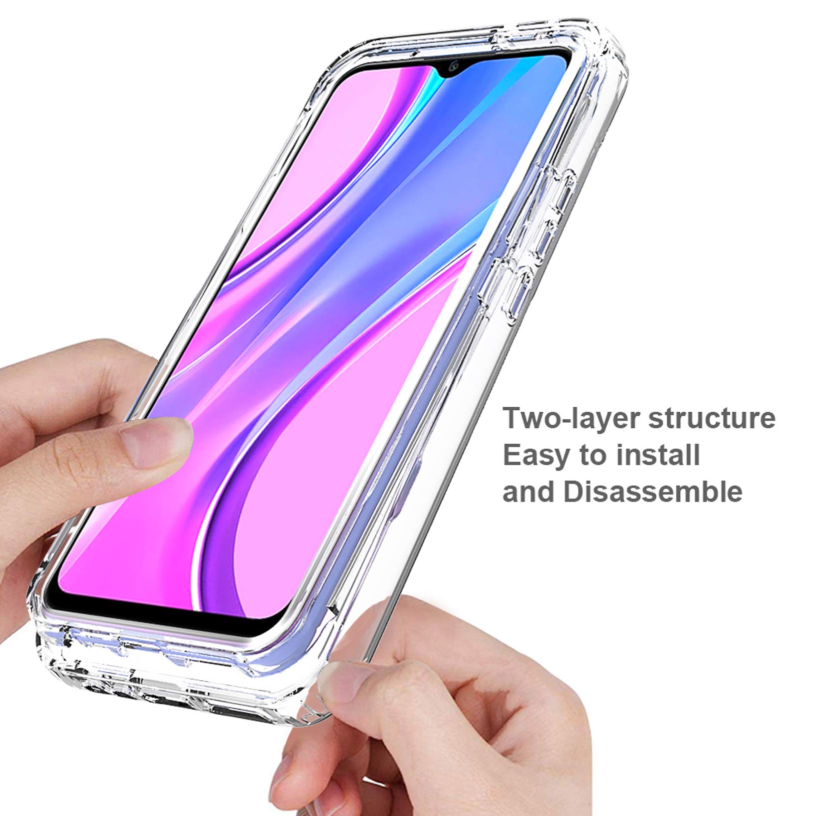 WeiCase Cover per Xiaomi Redmi Note 9 (Non per Redmi 9), Custodia Antiurto con Protezione dello Schermo Integrata, 360° Sottile Cover Transparente Silicone Custodia per Redmi Note 9, Nero