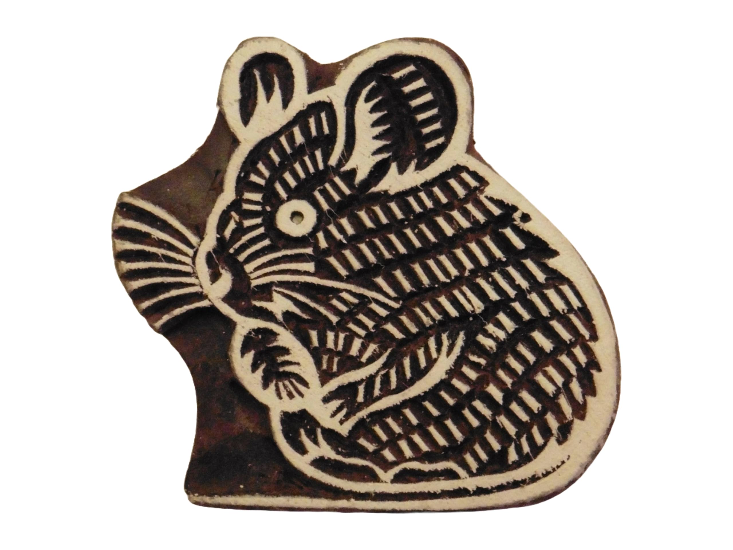 Mouse Shaped Indian Hand Carved Wooden Printing Block Stamp
