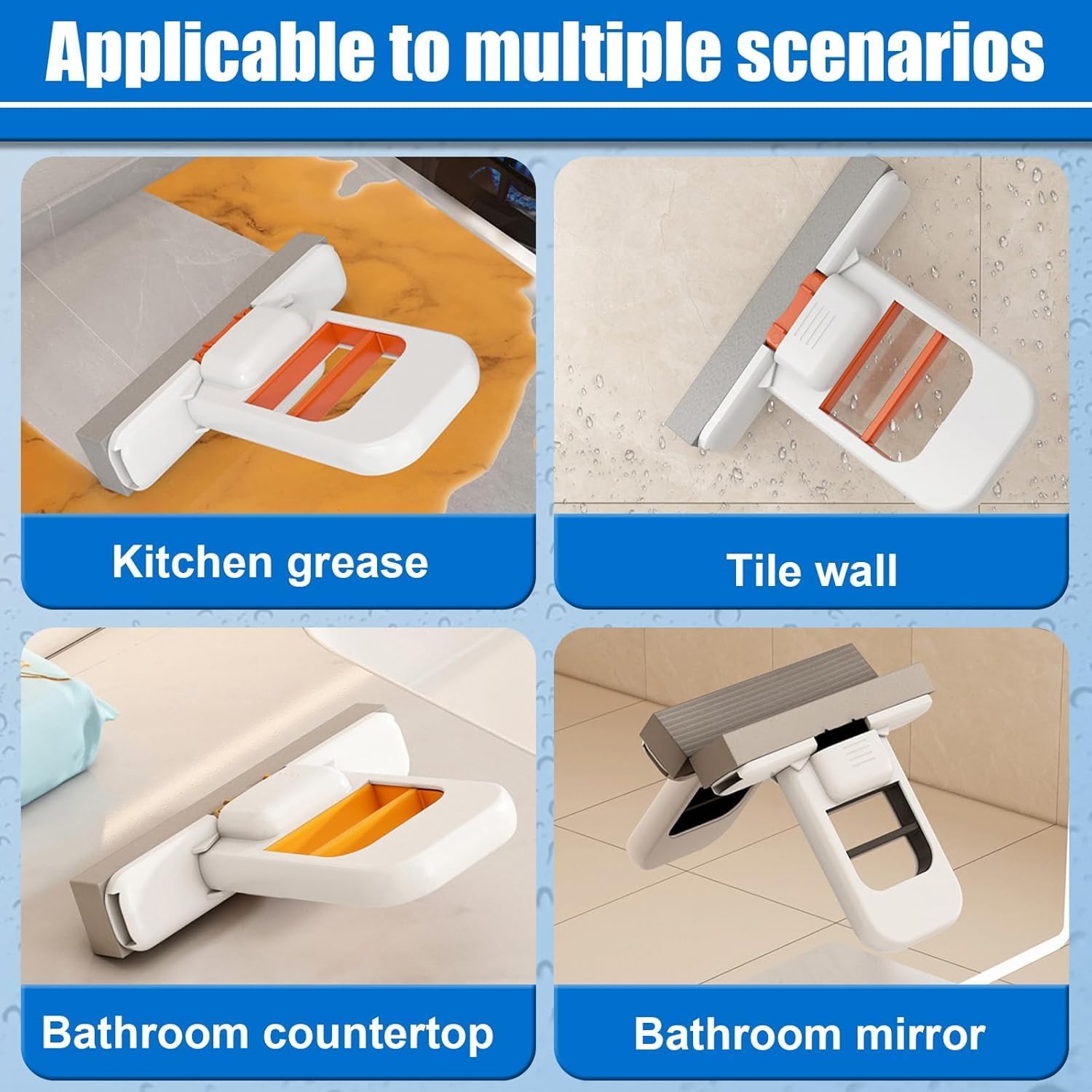 2026 Foldable Water Absorbing Desktop Sponge Mop, Mini Compact Scrubber Pad Cleaner for Bathroom Kitchen Glass Living Room Car, Effortless Multi-Scene Scratch-Free Cleaning