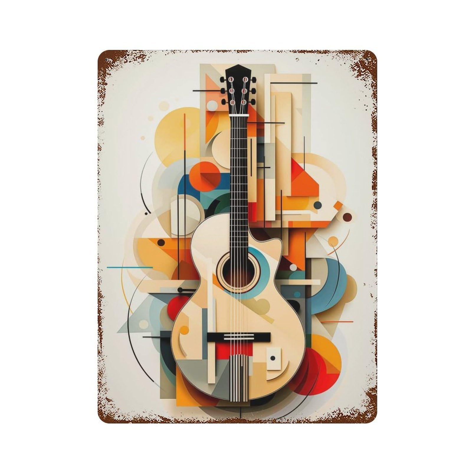 Abstract Guitar 15.7"x11.8" Vintage Rust Metal Sign, Shabby Chic Decor for Garage, Bar And Workshop Decor