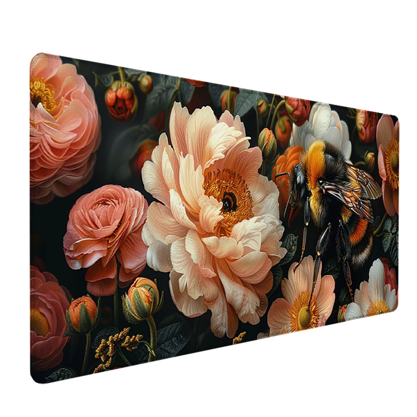Abeja Alfombrilla Ratón Gaming XXL 1500x800x3mm, Alfombrilla Gaming Rosa Mousepad con Base de Goma Antideslizante, Impermeable Desk Mat para Teclado y Raton, Accesorios Gaming, Regalos de Hombre 0-5