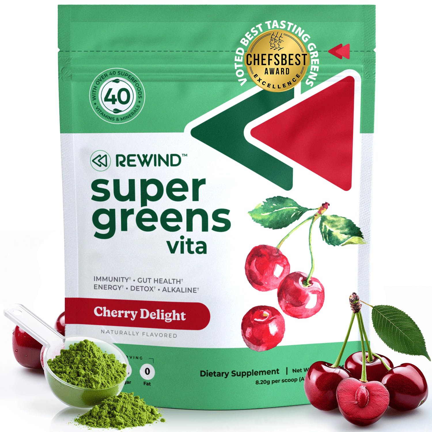 - Best Tasting Super Greens Powder with 40+ Superfoods – Delicious Daily Green Powder with Vitamin B12, Zinc, Vitamin C, Magnesium & Calcium – Green Juice Superfood Mix - Cherry Flavor