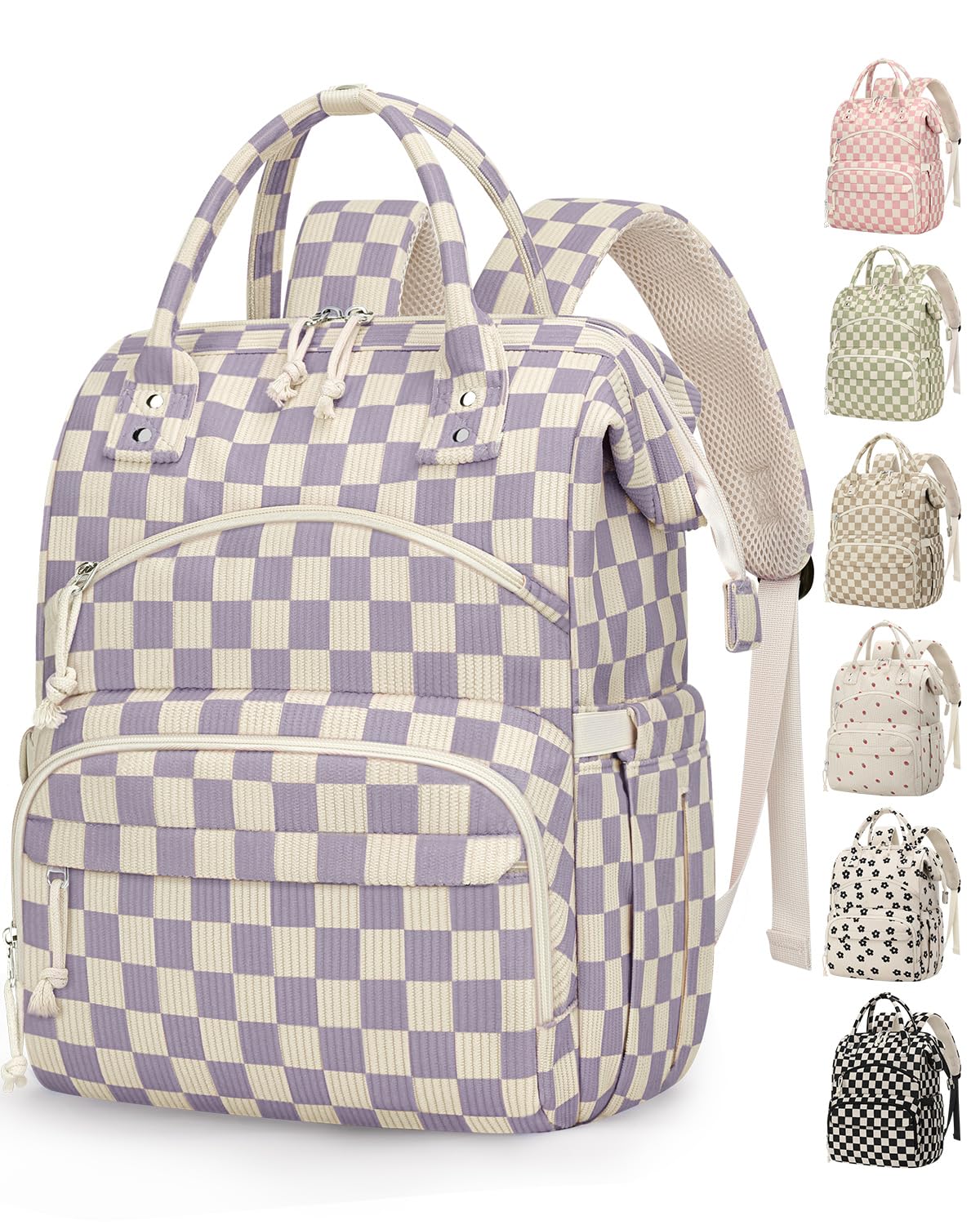 Corduroy Diaper Backpack for Mom,Travel Baby Diaper Bag for Grirls&Boys