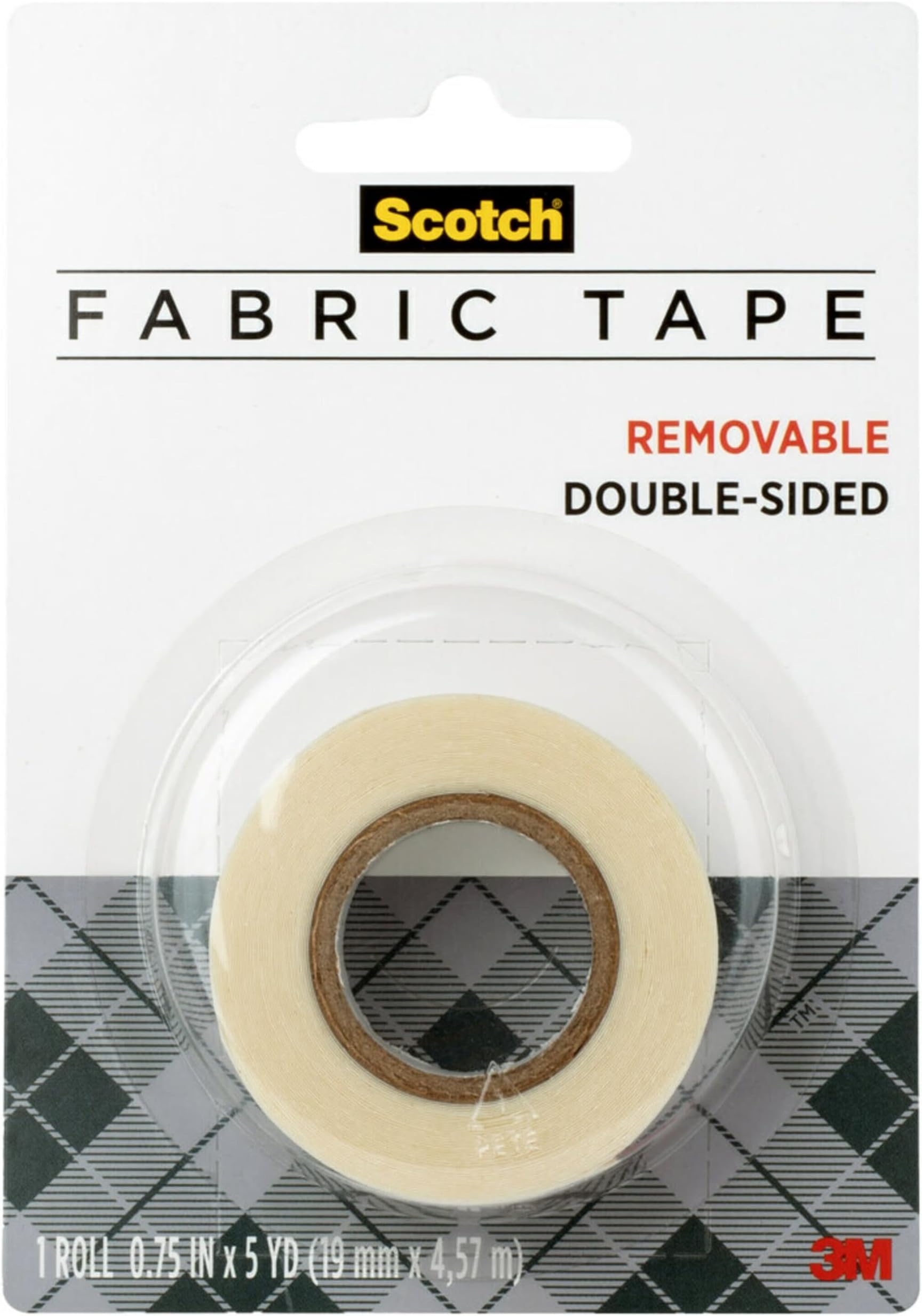 Scotch Removable Fabric Tape, 3/4 in x 180 in, 1/Pack, Removable and Double Sided (FTR-1-CFT)