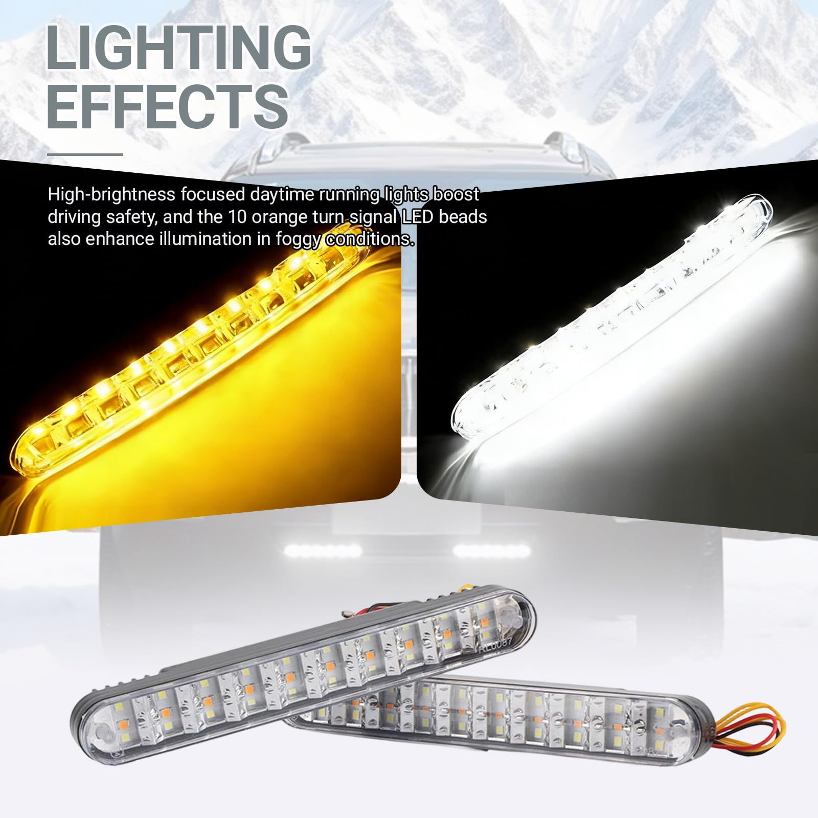 OUKENS Feux de jour 2X 30 LED voiture 12V DC feux de jour DRL conduite lampe de jour + clignotant