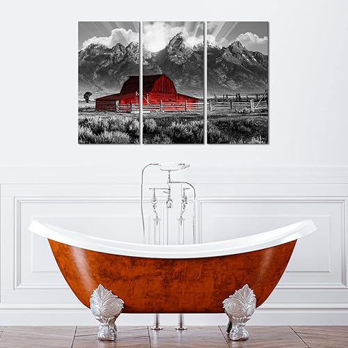 Miniatura 6 de Conipit Grand Teton Pictures Wyoming - Cuadros de paisajes en blanco y negro, arte de pared de granero Moulton en blanco y negro, arte de lienzo