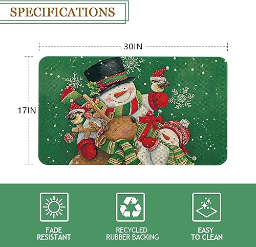 Miniatura 10 de Roszwtit Tapete para puerta de árbol de Navidad de 30 x 17 pulgadas, tapete de entrada para interiores y exteriores, tapete antideslizante de goma