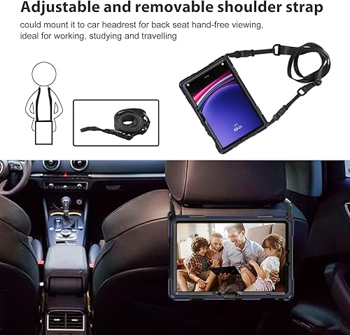 Miniatura 7 de Funda resistente para Galaxy Tab S9 FE S9  S8  S7 de 11 pulgadas para exteriores con soporte para S Pen y funda protectora giratoria resistente,