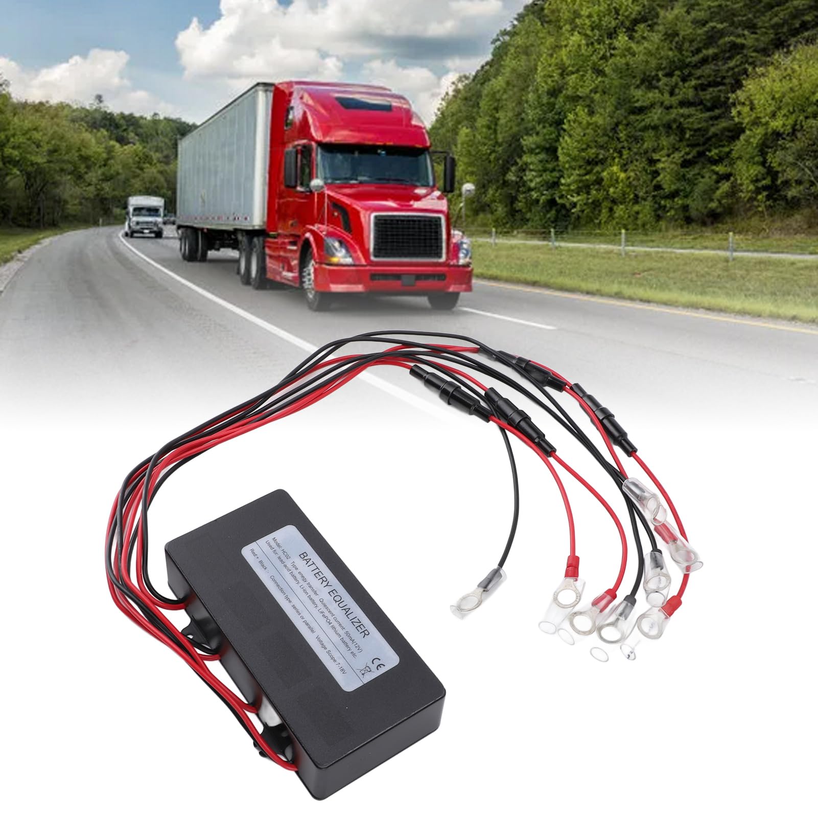 48V Batterie Balancer für 4x12V Batterien in Reihe, Spannungsausgleich mit LED-Anzeige für Gel AGM Blei-Lithium-Akkus, Verpolungsschutz
