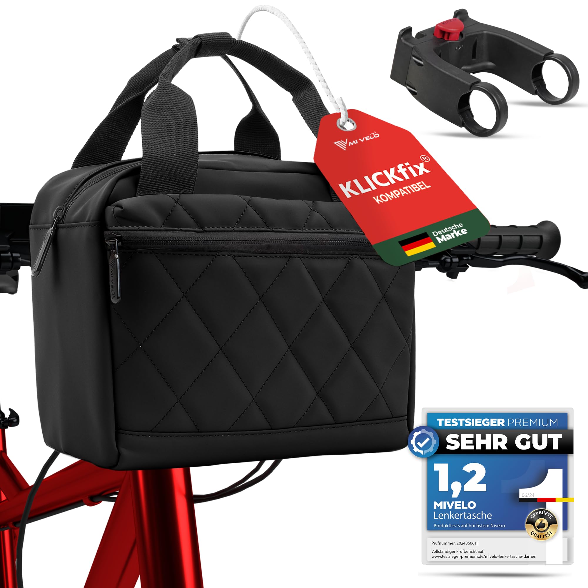 MIVELO Lenkertasche Fahrrad fr KLICKfix - Fahrradtasche Lenker (Adapter  kompatibel) - wasserabweisend & gerumig - Lenkertasche - Tasche Lenker -  ...