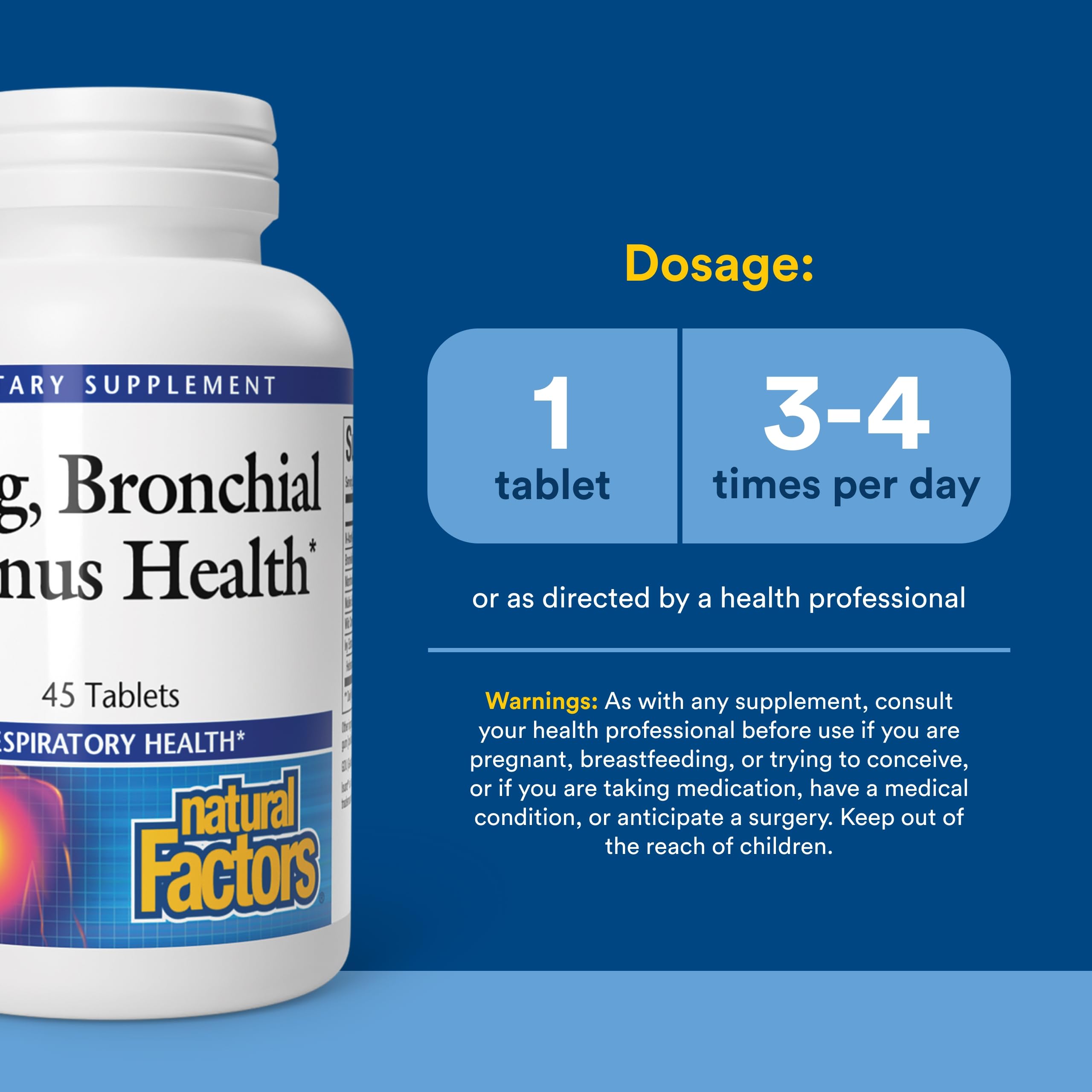 Natural Factors Lung, Bronchial & Sinus Health, 45 Tablets — Amazon image 3