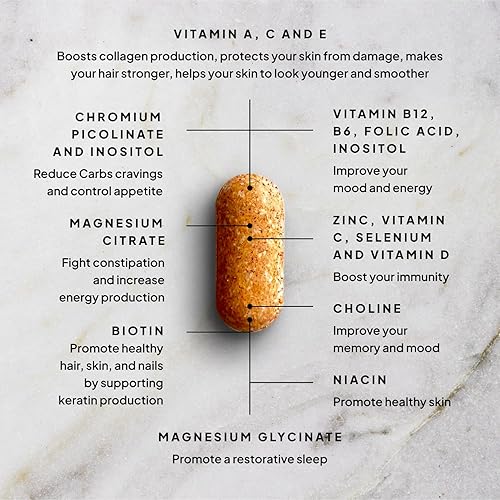 Miniatura 6 de Multivitamínicos veganos para mujeres  Diseñado por expertos 28 nutrientes  Aumenta la energía, el sueño, la piel y reduce los antojos