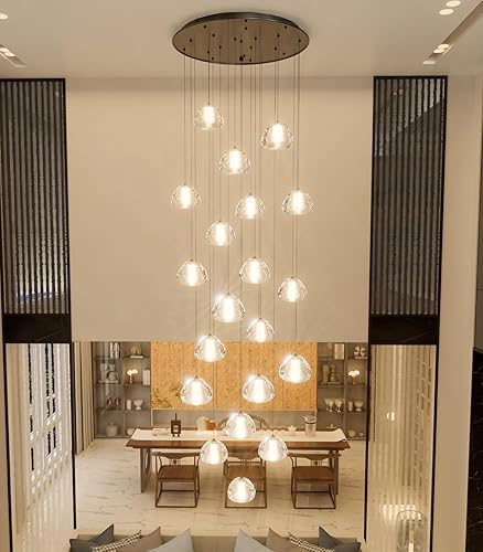 Miniatura 4 de Candelabros de cristal modernos LED Iluminación de techo Foyer Lámpara de techo grande para escalera Sala de estar Pasillo Entrada