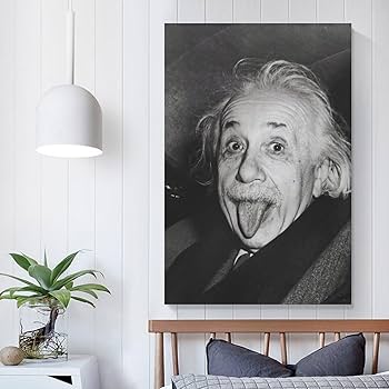 Amazon.co.jp: 肖像画プリント黒ポスターアインシュタイン