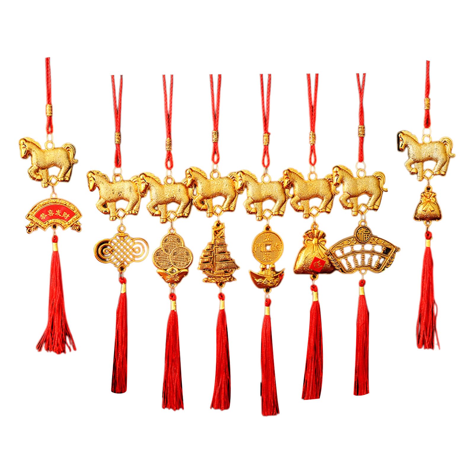 8Pcs Year of Horse Decoration Hanging Ornament for Door Window Tree Chinese Spring Festival Celebration Family Holiday Decoration