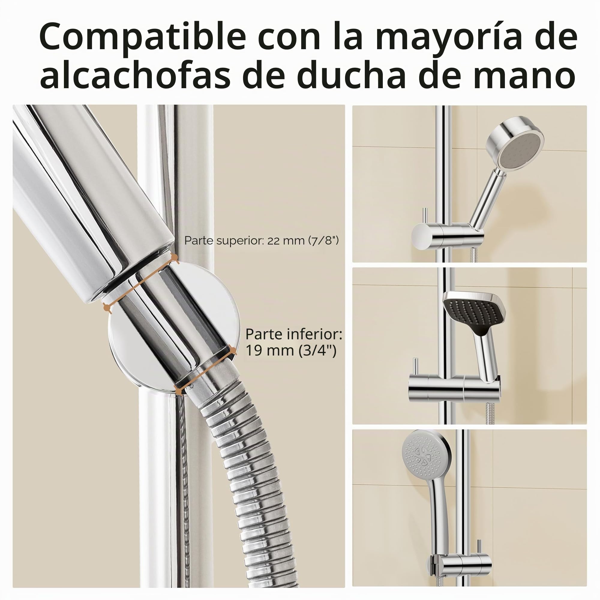 KES Barra Ducha Grifo Barra de Ducha Acero Inoxidable 18/8 Barra Soporte Ducha con Soporte Alcachofa Ducha 78CM Ajustable Pared Pulido, F209S78-PS