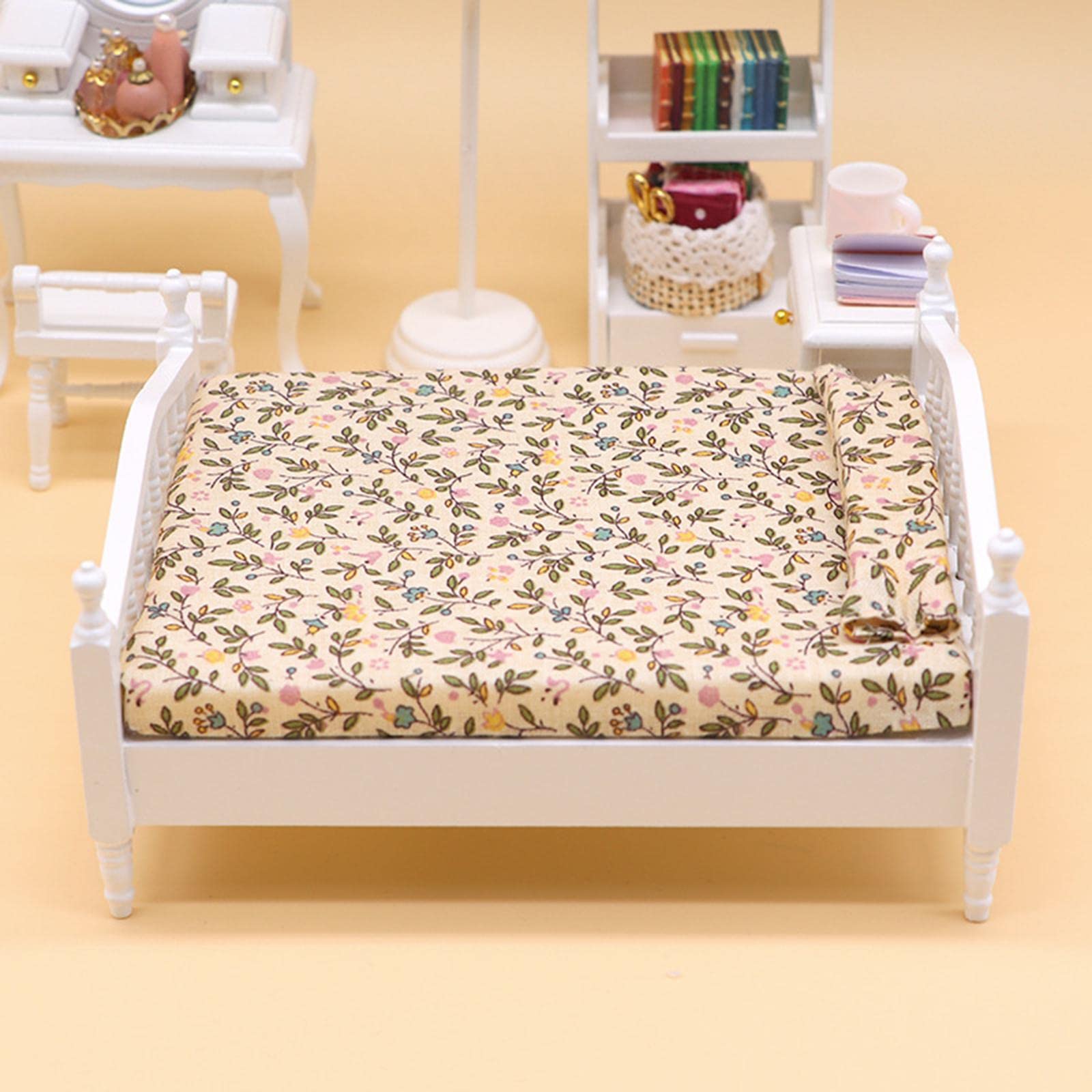 Amazon | GUOOL 1/12ミニチュア木製ベッド、勉強部屋の部屋ための 